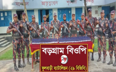 ফুলবাড়ী ৬ লাখ ৩৪ হাজার টাকার মাদক ও চোরাচালানি মালামাল আটক