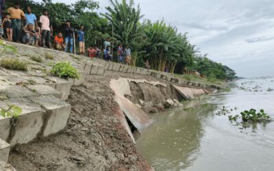 চিলমারীতে ব্রহ্মপুত্র নদের ডান তীর রক্ষা বাঁধে ৪০ মিটার ধস